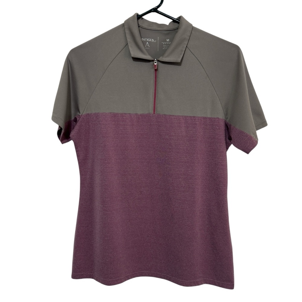 Antigua Women’s Medium Quarter-Zip Short Sleeve Golf Polo Shirt - Colorblock